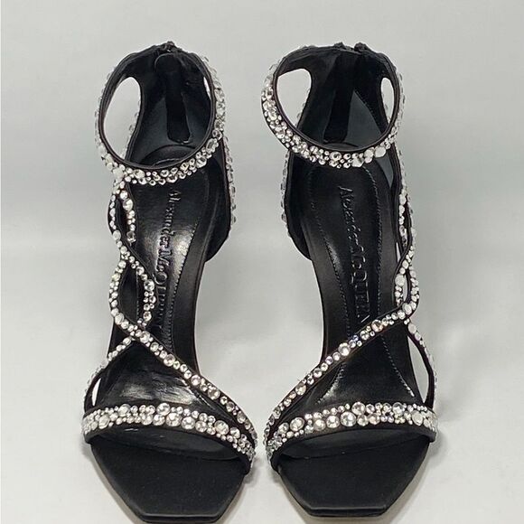 Alexander McQueen Crystal-Embellished Satin High-Heel Sandals size 38.5 - Picture 4 of 12
